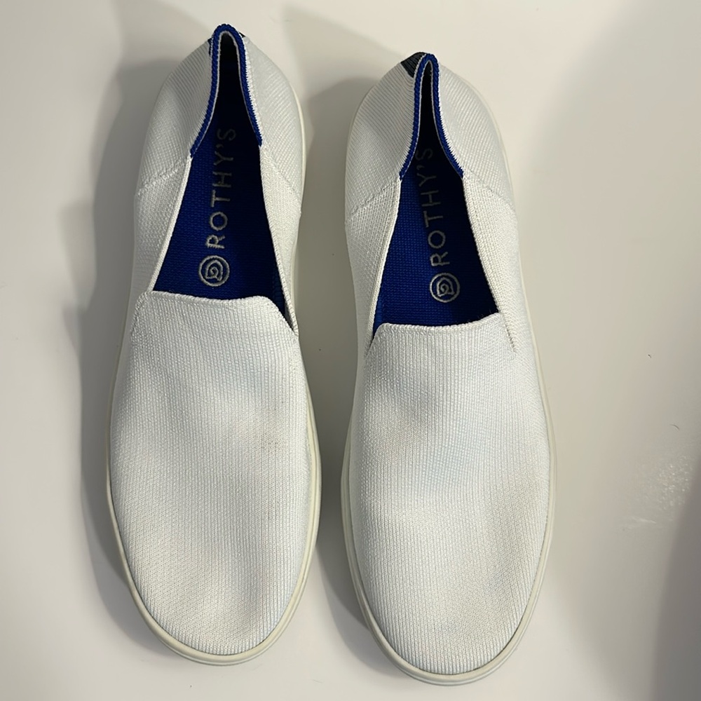 Rothy's Women's Recycled white Knit The Sneaker Slip On Shoes 10.5 EUC